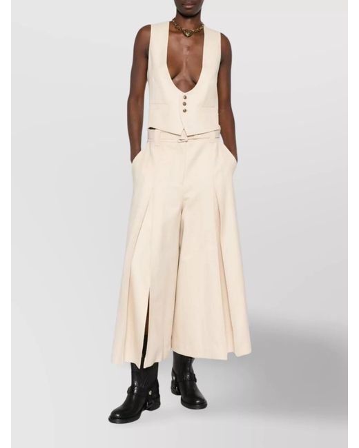 Zimmermann Natural Wool Pleated Wide-Leg Trousers