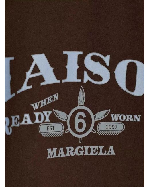 MM6 by Maison Margiela Brown Graphic Print Crew Neck Casual T Shirt for men