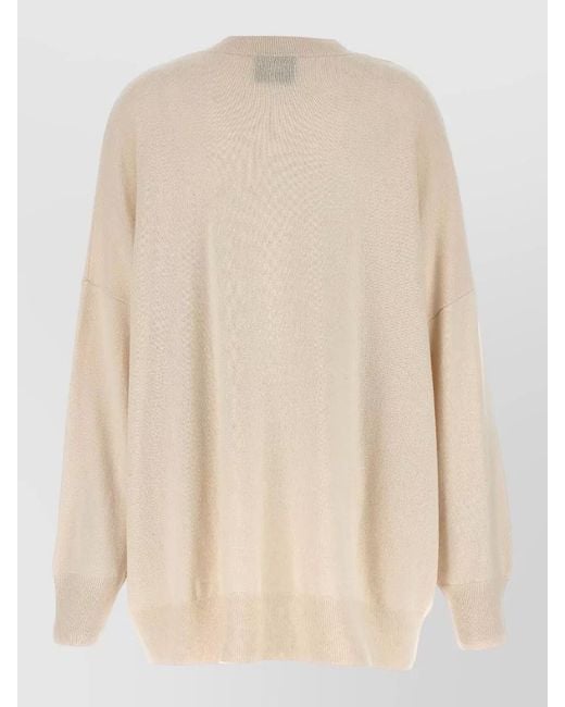 Nude Natural Knit Sweater V Neckline Dropped Shoulders