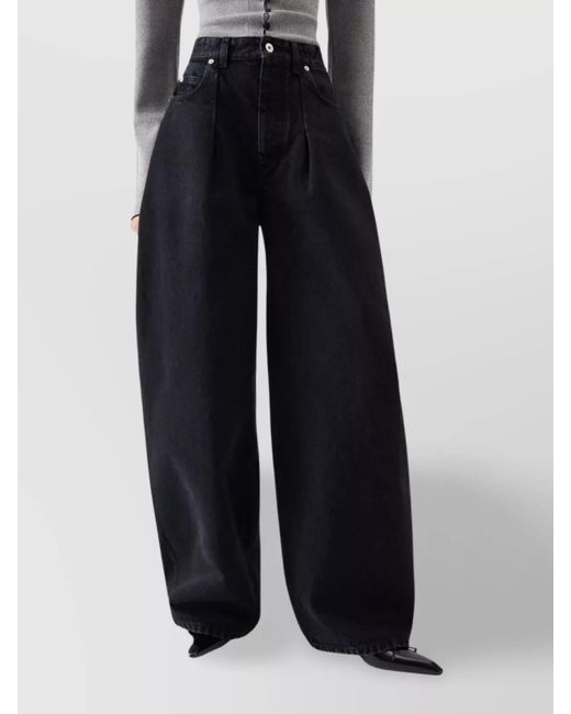 Jacquemus Black Denim Mid-Rise Curved Wide-Leg Jeans