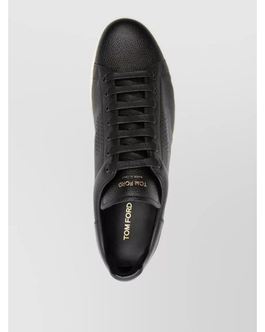 Tom Ford Black Grain Leather Low-Top Sneakers for men
