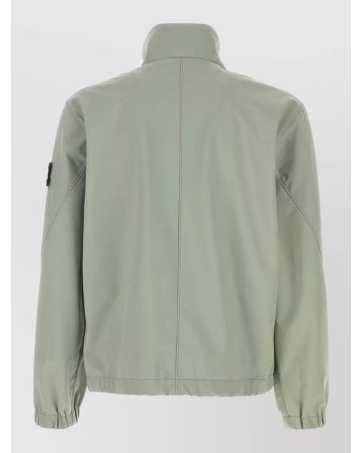 Stone Island Green Stretch Polyester Jacket Elastic Cuffs High Collar for men