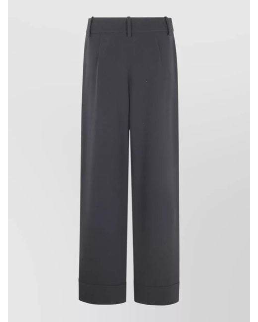 Giorgio Armani Gray Silk Wide-Leg Trousers