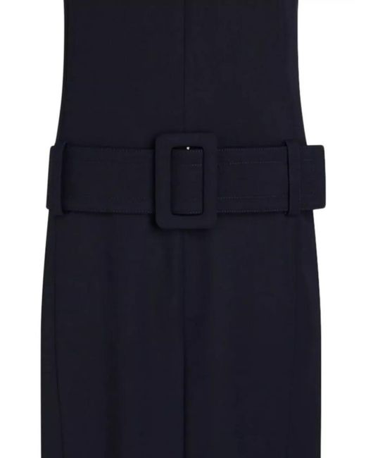 Patou Blue Wool Belted Midi Dress