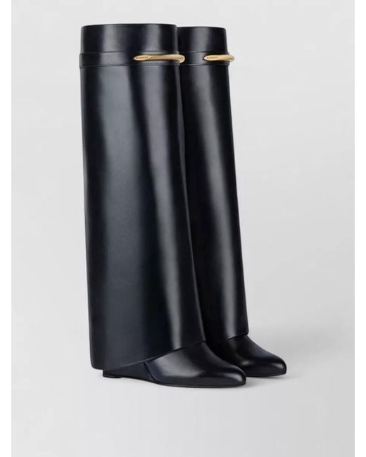 Givenchy Black Heel Boots 95Mm Wedge Knee Length