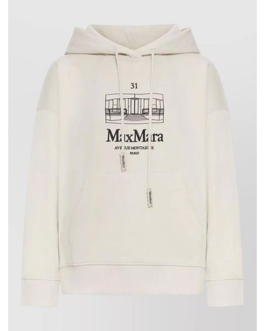 Max Mara Natural Andrea Hooded Sweatshirt Embroidered Logo