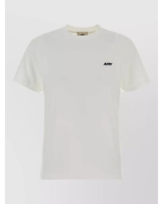 Autry White Cotton Crew Neck Short Sleeve T Shirt