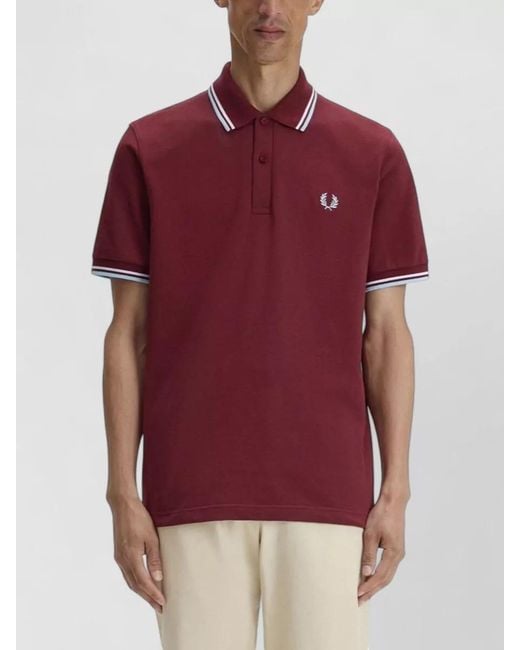 Fred Perry Red Cotton Polo Shirt for men