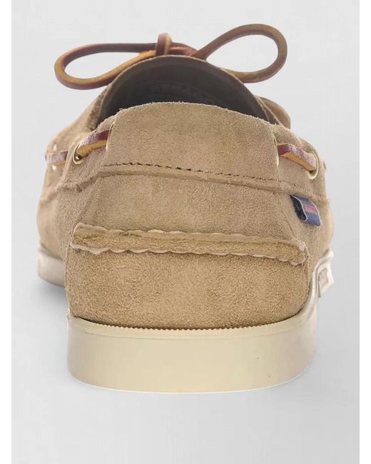 Sebago Brown Loafers Lace Detail Moc Toe Rubber Sole