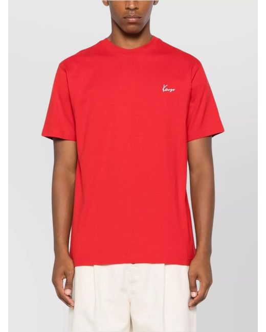 KENZO Red Floral Print Cotton T-Shirt for men