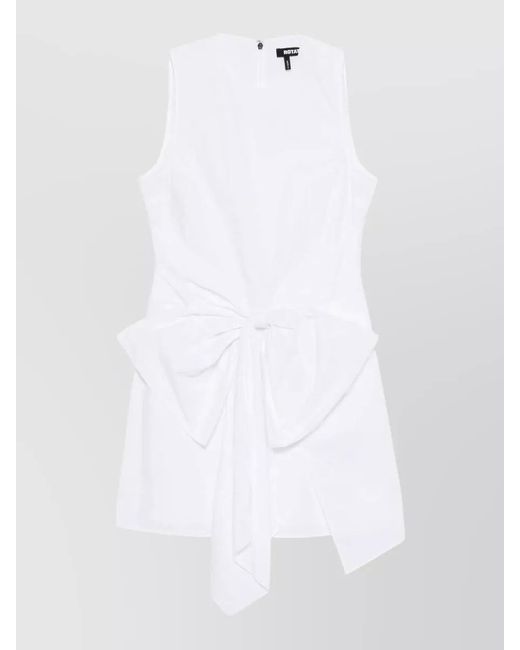 ROTATE BIRGER CHRISTENSEN White Organic Cotton Sleeveless Bow-Detail Mini Dress