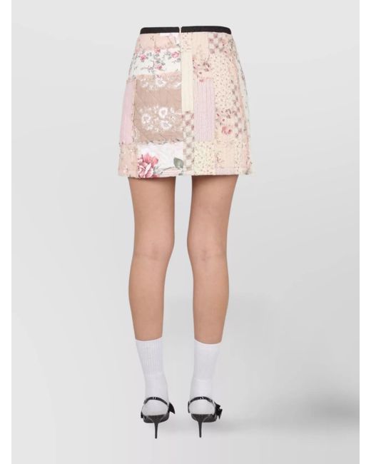 MARINE SERRE White Cotton Mini Fitted Skirt
