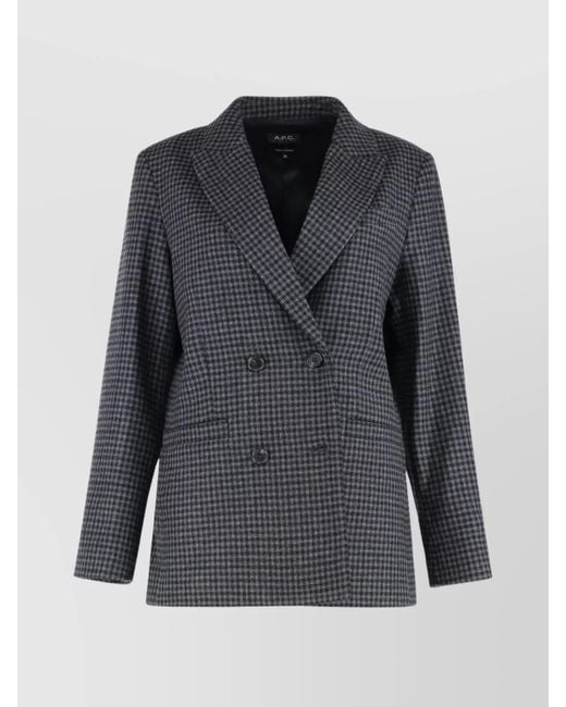 A.P.C. Gray Wool Double-Breasted Blazer