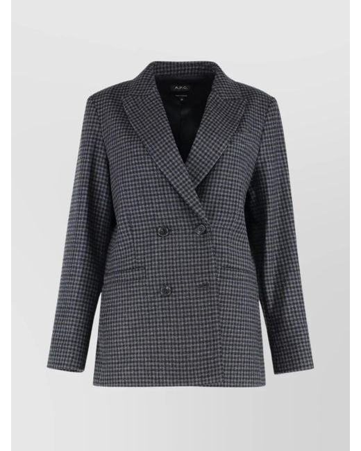 A.P.C. Gray Wool Double-Breasted Blazer