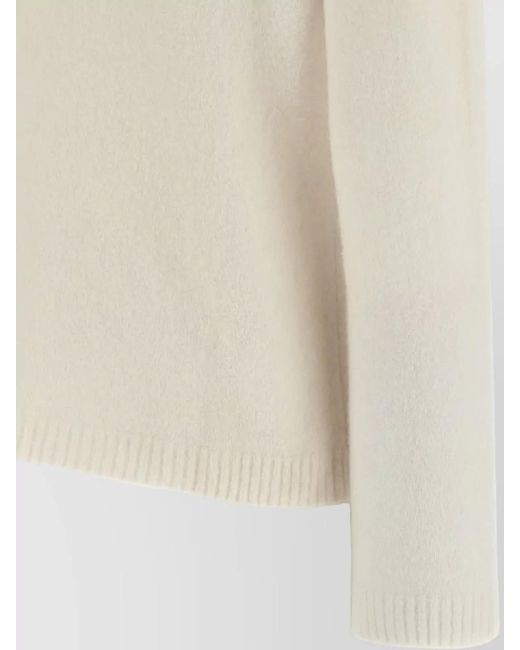 Max Mara White Orlaya Cashmere Knit Mock Neck Sweater