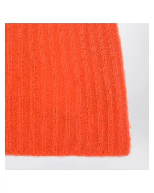Roberto Collina Orange Cashmere Ribbed Beanie