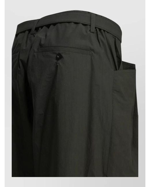 Sacai Black Typewriter Parachute Shorts Belt Loops Pleats for men