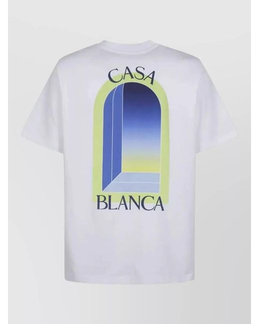 Casablanca White Arches Jersey Crew Neck Graphic Print T Shirt for men