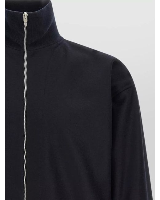 Jil Sander Blue Wool Funnel Neck Zip Jacket for men