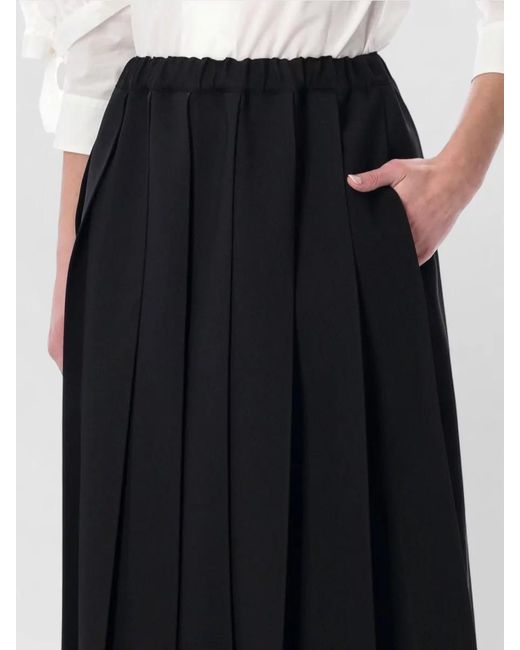 Comme des Garçons Black Midi Skirt Pleated Design Flared Shape