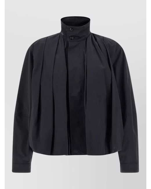 Lemaire Black High Collar Pleated Long Sleeve Jacket
