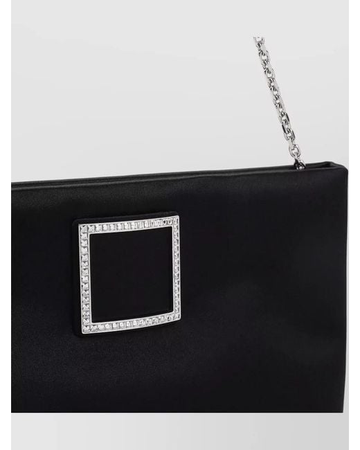 Roger Vivier Black Silk Satin Clutch Bag