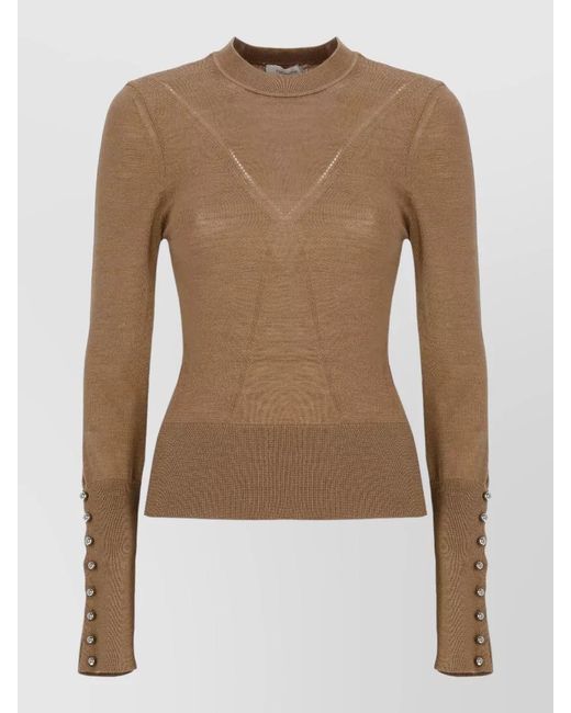Rabanne Brown Ribbed Crewneck Sweater