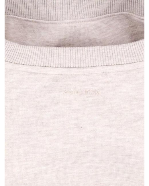 Anine Bing Pink Knit Crew Neck Sweatshirt Ribbed Cuffs Hem