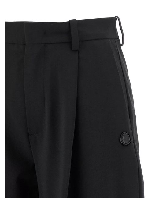 Moncler Genius Black Wool Blend Pleated Straight-Leg Tailored Trousers
