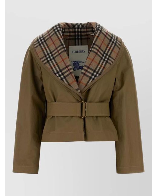 Burberry Green Checks Shawl Neck Jacket