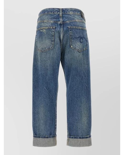 R13 Blue Crossover Waist Jeans Belt Loops Design