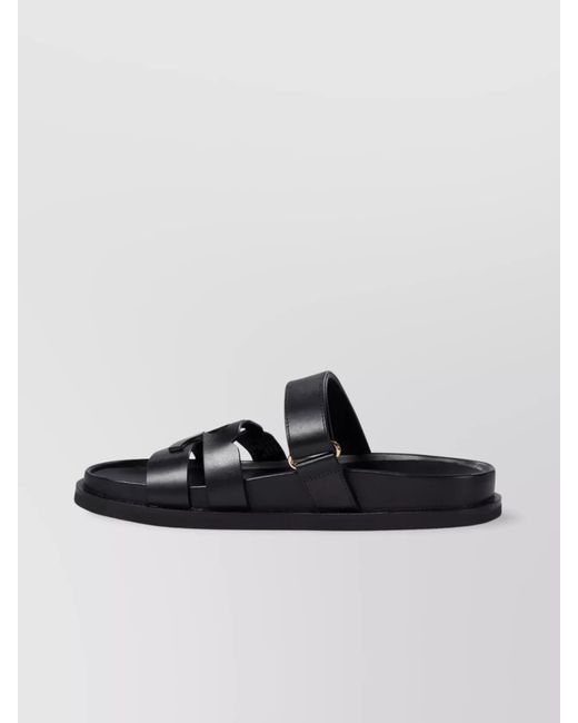 Tory Burch Black Leather Sport Slide Sandals