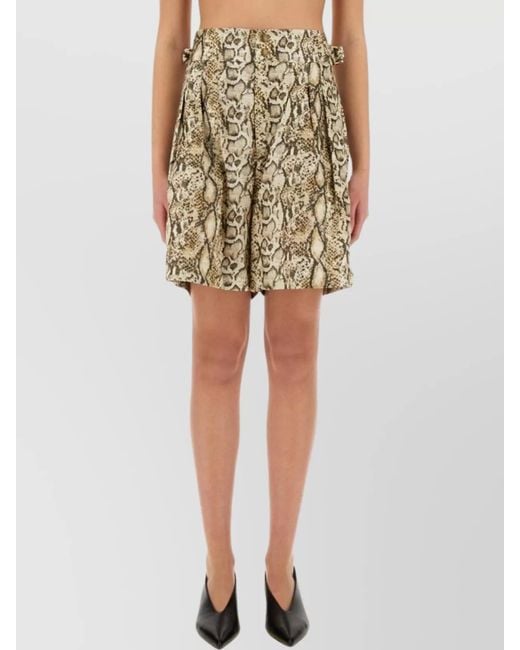 Isabel Marant Natural Linen Wide-Leg Short Shorts
