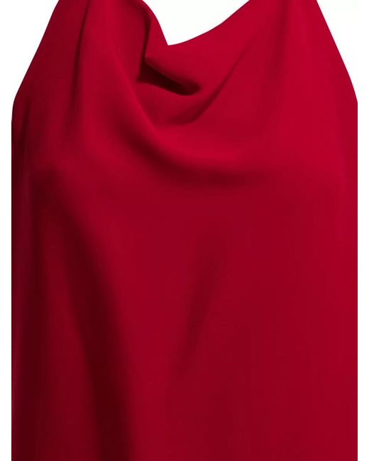 Valentino Red Silk Draped Midi Dress