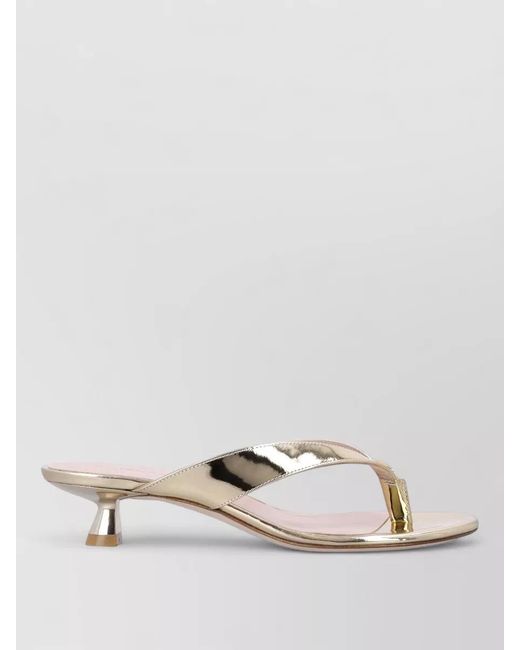 Stuart Weitzman Natural Rio Thong Sandal Metallic Kitten Heel