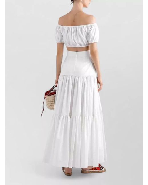 Dolce & Gabbana White Off Shoulder Ruched Cropped Top Dress