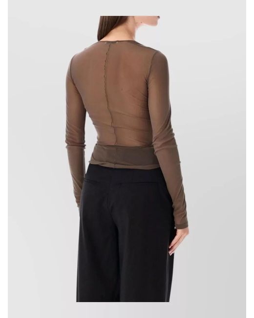 Lemaire Black Mesh Wrap Long Sleeve Top