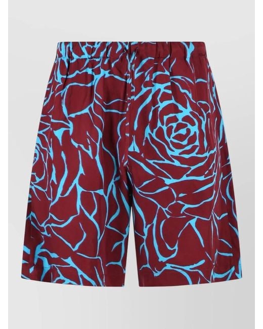 Dries Van Noten Red Piperi Bermuda Shorts Viscose Twill Beach for men