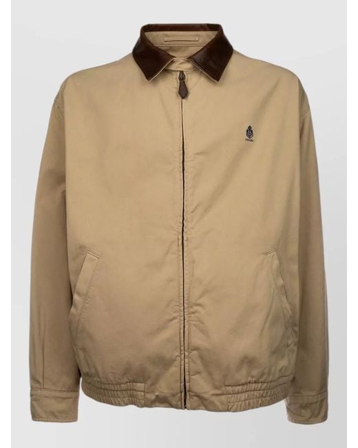 Prada Natural Short Coat Elasticated Hem Contrast Collar for men