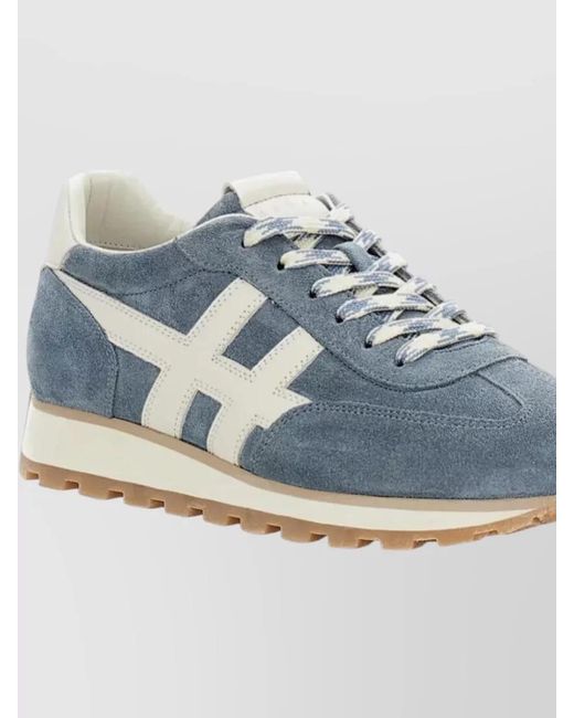 Hogan Blue Suede Leather Low-Top Sneakers for men