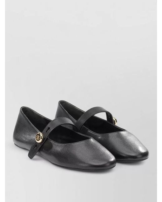 Tory Burch Black Leather Ballerina Flats