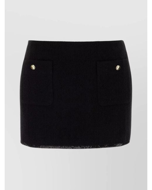 Miu Miu Black Wool Fitted Skirt
