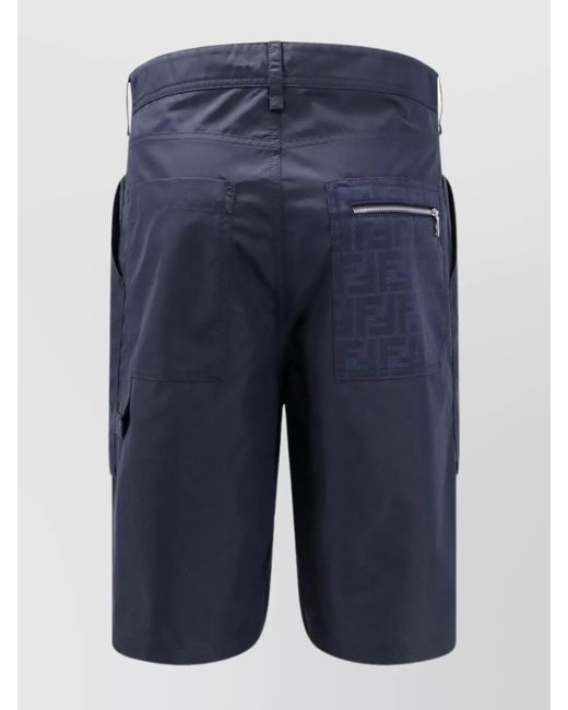 Fendi Blue Cotton-Blend Cargo Shorts for men