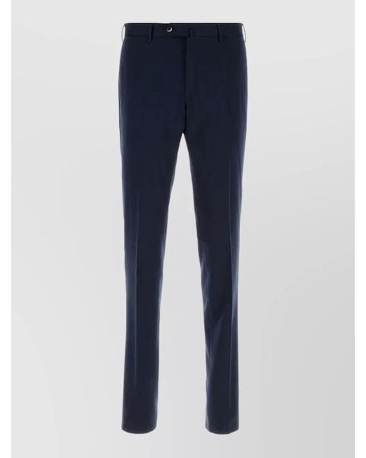 PT Torino Blue Slim Fit Tailored Cotton Blend Pants for men