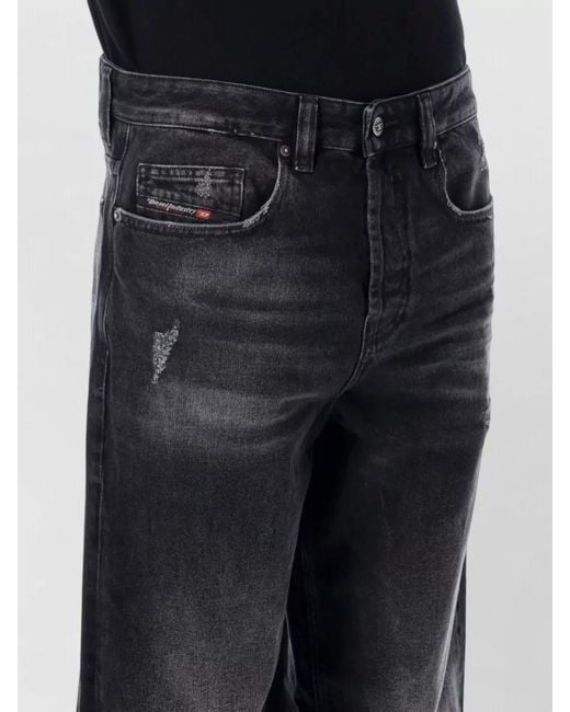 DIESEL Blue Denim Low-Rise Wide-Leg Jeans for men