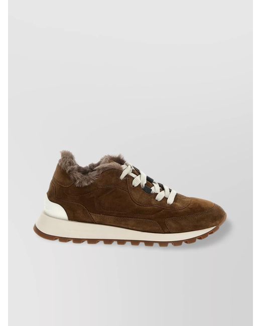 Brunello Cucinelli Multicolor Suede Sneakers With Rubber Sole Contrast