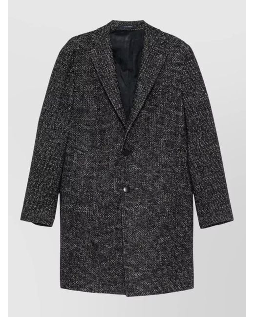 Tagliatore Black Single-Breasted Coat for men