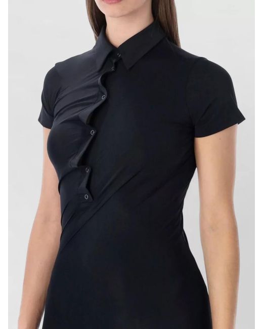 OTTOLINGER Black Polo Midi Dress Twisted Detail Buttons