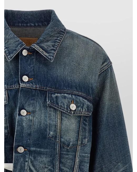 MM6 by Maison Margiela Blue Cropped Denim Jacket Tie Waist Detail