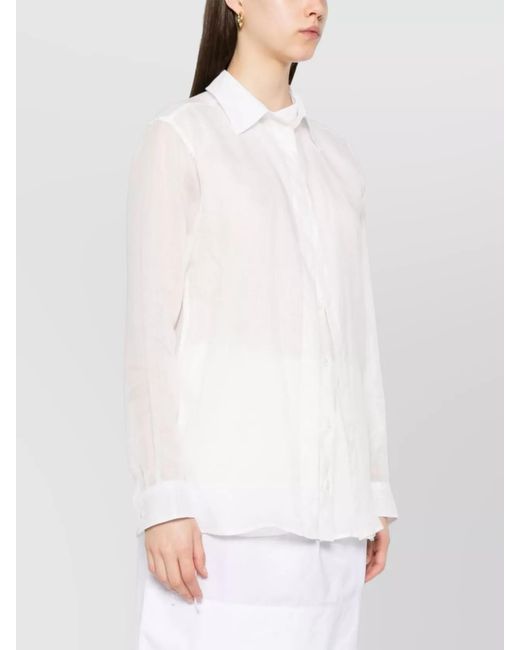 Totême White Ramie Long-Sleeve Shirt